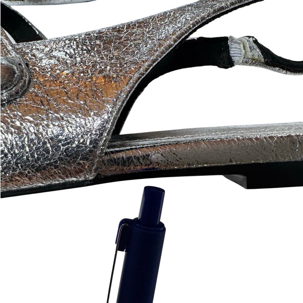 Zara Silver Metallic Mary Jane Slingback Ballet Flats Size 39/8 - Picture 11 of 12